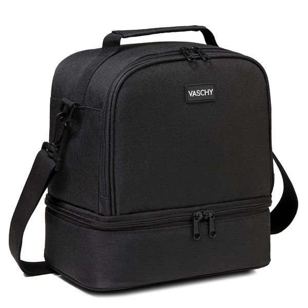 VASCHY Lunch Bag Insulated, Lunch Box Bag for Men Women for Work Small Cooler for Picnic Black