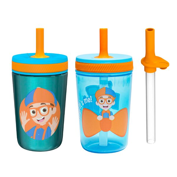 Zak Designs Blippi Kelso Toddler Cups For Travel or At Home, 12oz Vacuum Insulated Stainless Steel Sippy Cup With Leak-Proof Design is Perfect For Kids