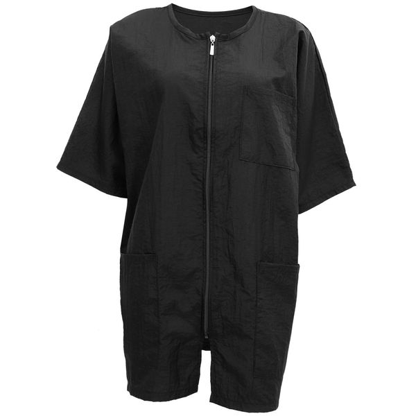 Lurrose Barbers Apron Hairdresser Grooming Smocks Short Sleeve Haircut Cape Stylist Jacket Cosmetology Uniform Zipper Hairdressing Cape Hairdresser Work Clothes for Salon Worker