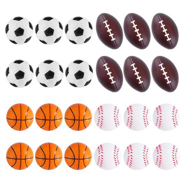 Super Z Outlet Mini Foam Sports Balls 24 Pack for Kids Adults Mini Baseball Football Basketball Soccer Stress Toy Game Party Decoration