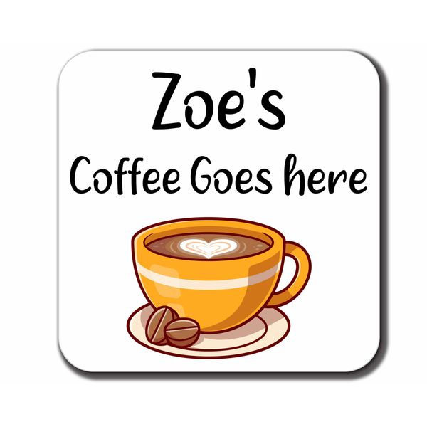 Personalised Coffee Themed Wooden Coaster Mat Gift Present 9x9 cm