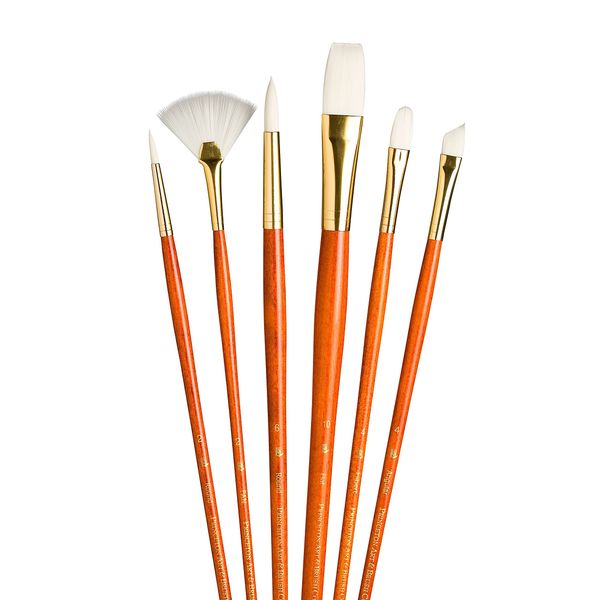 Princeton Real Value, Series 9100, Paint Brush Sets for Acrylic, Oil & Watercolor Painting, Syn-White Taklon (Rnd 2, 6, Fan 2, Flb 4, Angular 4, Flat 10)