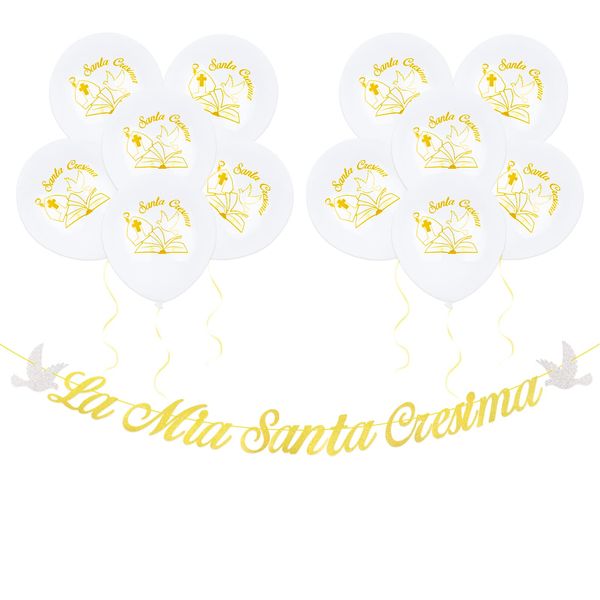 La Mia Santa Cresima Girlande Papier Deko Banner Konfirmation Dekoration Set
