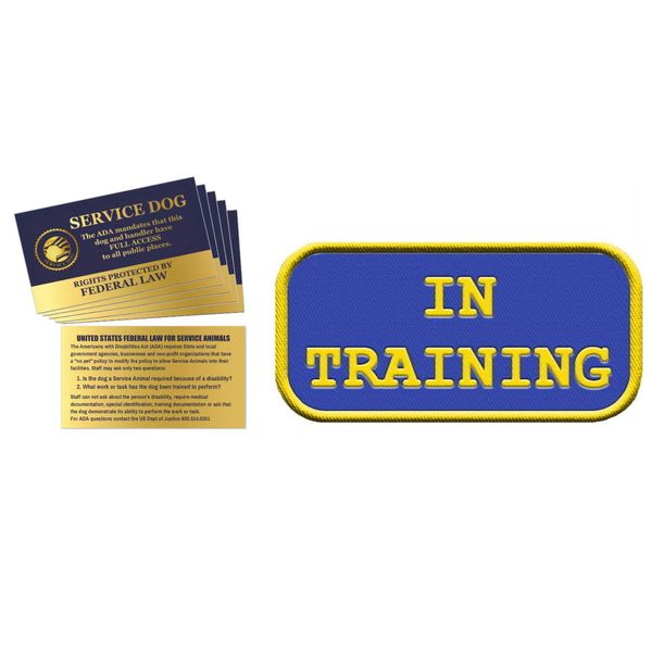 "in Training" Sew On Patch - Includes Five Service Dog Law Handout Cards – for Service Dog Vest or Harness