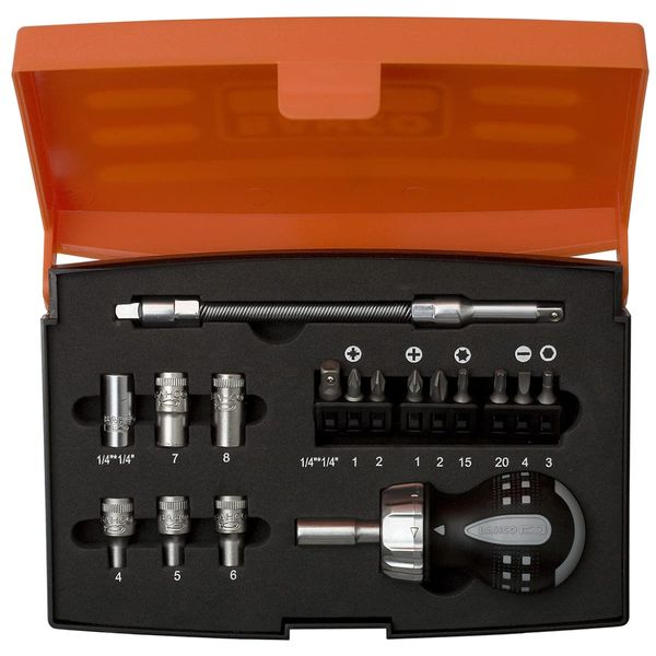 Bahco 808050S-22 Stubby Ratchet Screwdriver Set, 22 Pieces