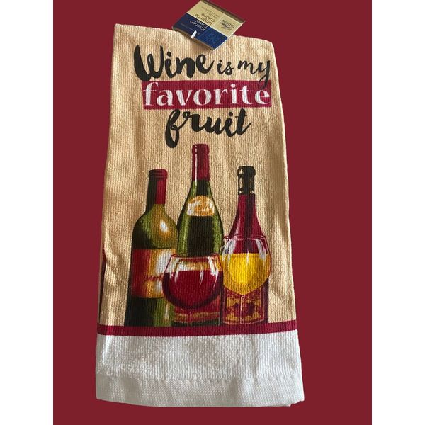 kitchen towel Wine Is My Favorite Fruit 15x25 100% Cotton