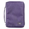 Canvas Bible Cover With Fish Symbol Appliqué, Purple, Medium
