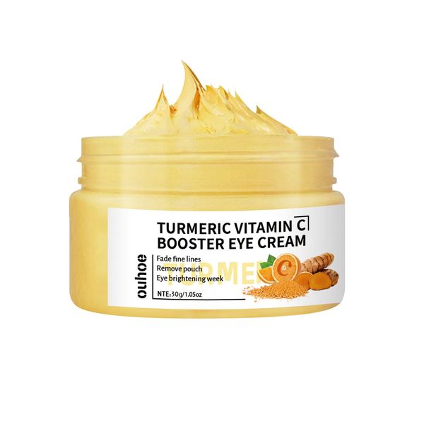 Turmeric + Vitamin C Booster Eye Cream, Brightening and Hydrating Eye Cream, Dark Circle Relief, Elasticity Treatment, Gentle Anti-Aging & Anti-Wrinkle Care