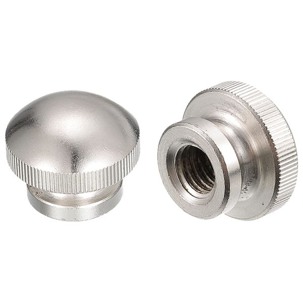 sourcing map Knurled Thumb Nuts, 2pcs M8 x D19mm x H16mm Carbon Steel Knurled Nut with Collar High Head Blind Hole Knurled Thumb Nuts for 3D Printer Parts