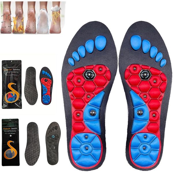 Akusoli Insoles,Akusoli Acupressure Insoles,Akusoli Magnetic Acupressure Insoles for Women Men,Foot Acupressure Insoles,Orthopedic Massage Insoles,Akusoli Shoe Insoles,for Foot (Black Red, M (40-43))