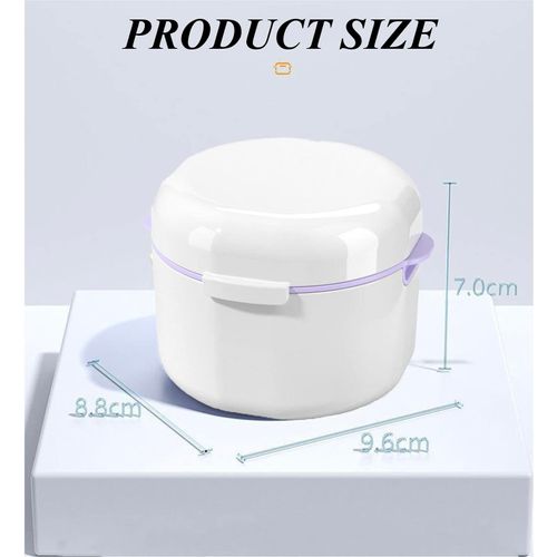 Basetousual Denture Box Set, Denture Box with Dentures Cleaner Brushes, Ragable Denture Container, Denture Box for Cleaning Teeth, Prosthesis, Implant and Storage of Dentures (White), White, medical