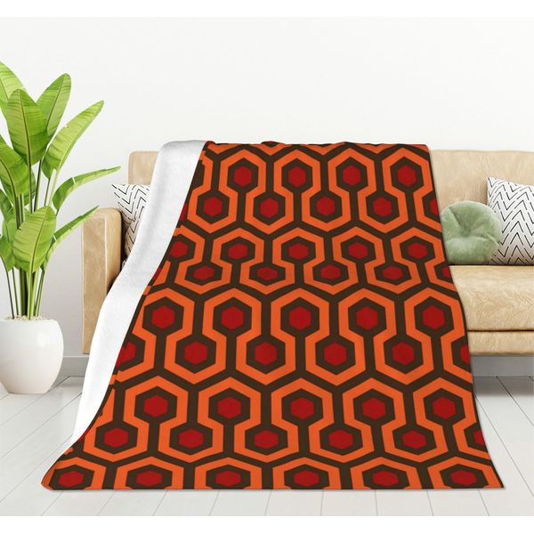 HGOD DESIGNS Carpet Pattern Throw Blanket Ultra Soft Warm All Season Red Orange and Dark Brown Geometric Polygon Decorative Fleece Blankets for Bed Chair Car Sofa Couch Bedroom 100x130cm