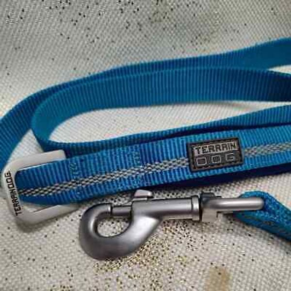 Terrain D.O.G. Reflective Neoprene Lined Dog Pet Leash, Blue, 3' 8" long