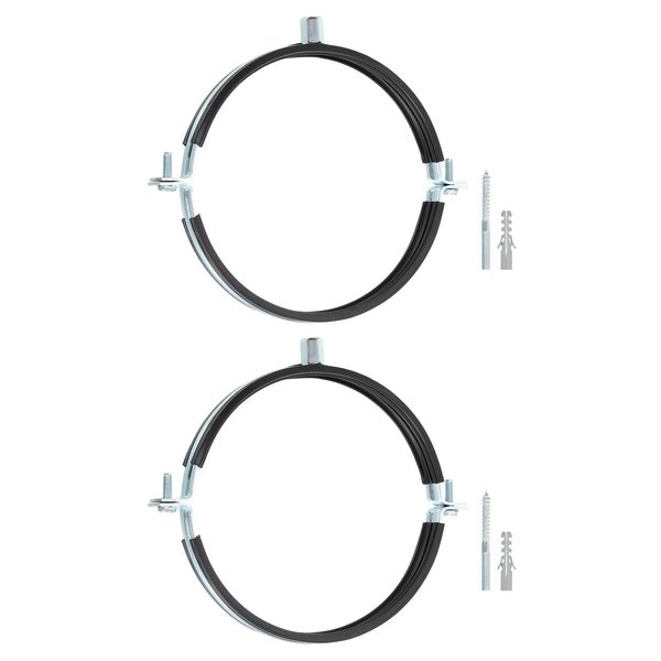 Sourcing Map 2 Pcs Adjustable Pipe Bracket Clamp, 6.3-6.6" (160-168mm) Wall/Ceiling Mount Pipe Hanger, Galvanized Iron, Black