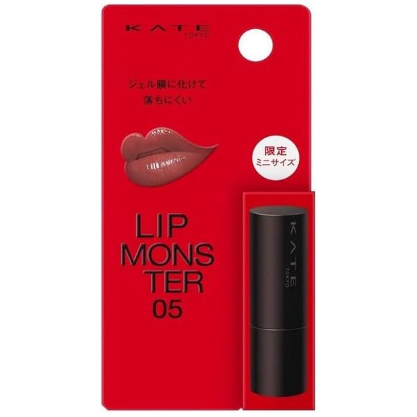 KATE Lip Monster 05 Mini Dark Fig, 0.04 oz (1 g), Lipstick, Lipstick, Anti-fall, Portable, Mini Size