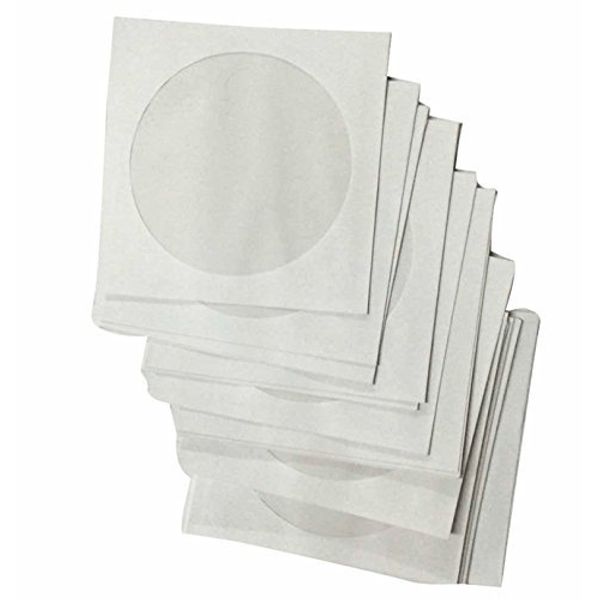Generic CD DVD Disc Storage White Paper Sleeves, Pack of 100 Pcs
