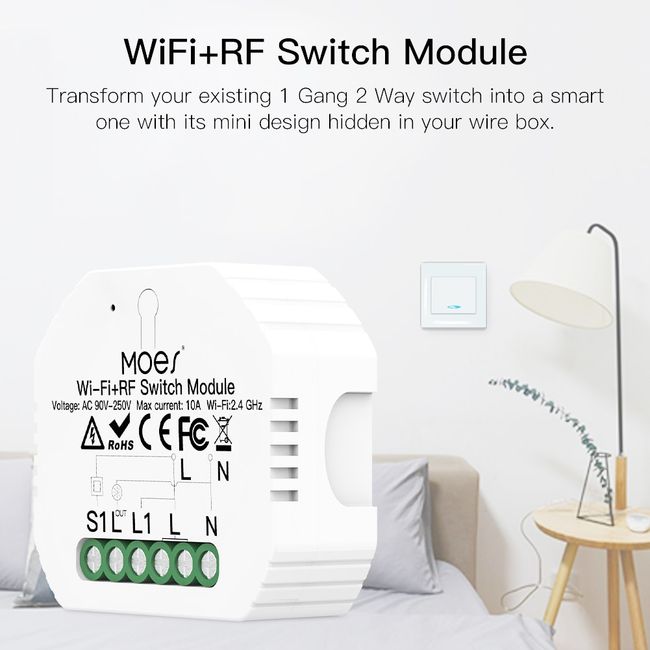 90-250V Wifi Dimmer Module Dimmer Switch Smart Light Switches 2 Way Switch  Voice Control APP Remote Control Timing Function Mini Design 