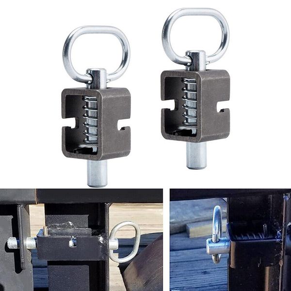 2x Utility Steel Spring Trailer Gate Loaded Weld-On Spring Latch Lock Assembly