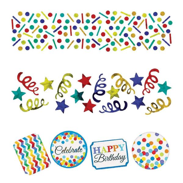 Amscan Sparkle Bright Birthday Value Pack Confetti, Multicolor