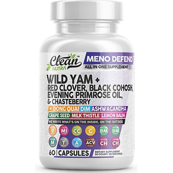 Clean Nutraceuticals Clean Nutra Wild Yam Root Capsules with Red Clover Black