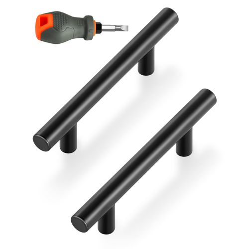 AoutDrr 10 Pack 5 Inch Cabinet Pulls Kitchen Cabinet Handles,Matte Black Cabinet Hardware Stainless Steel Kitchen Drawer Pulls for Cabinets Cupboard,3 Inch Hole Center