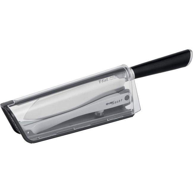 T-fal K255S2 All-Purpose Santoku Knife, 6.5 inches (16.5 cm), Eversharp, Silver+Black