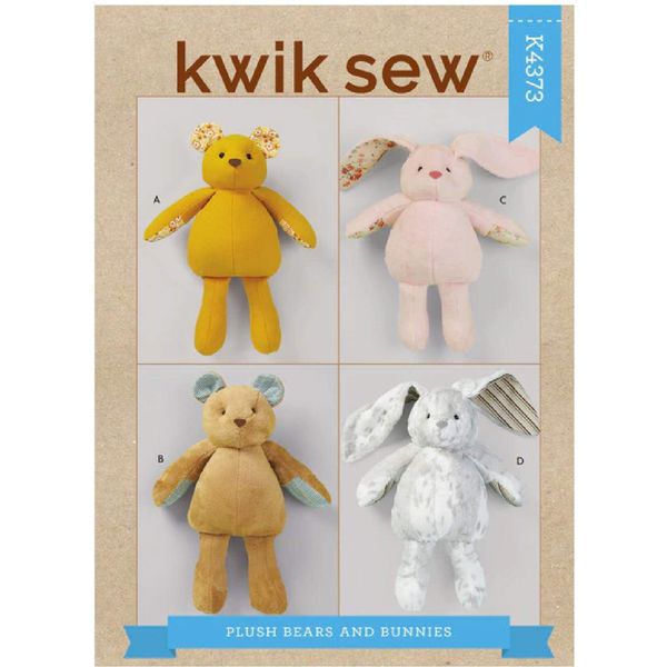 Kwik Sew K 4373 Plush Bears and Bunnies Sewing Pattern