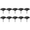 sourcing map 10pcs Tee Wing Knobs Thumb Screws M6 x 20mm Standard Male Thread Plastic T Knobs Handles Hand Clamping Knobs Grip Thumbscrew, Black