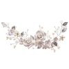Flower Bride Headband Pearl Rhinestones Headpiece Leaf Crystal Hair Vine Silver Hair Band Wedding Headdress Bridesmaid Hair Accessories for Women Gift Evening Prom Party (silver)