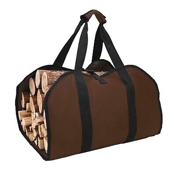 Durable Fireplace Logs Holder Side Opening Firewood Storage Carrying Bag Handle