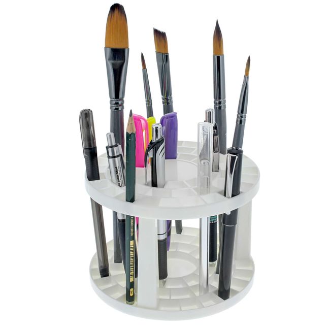 Plastic Artist Round 50 Hole Paint Brush Holder & Organizer, Holds Pencils, Pens