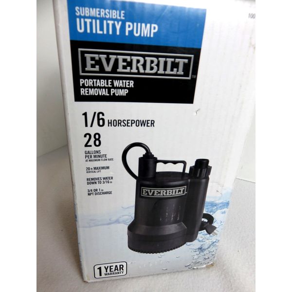 Everbilt SUP54-HD Plastic Submersible Utility Sump Pump 1680 GPH 1/6 HP