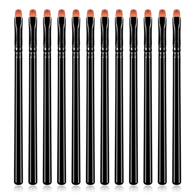 Sibba 12 kleine Concealer Pinsel Camouflage Brush Mini Concealer Pinsel Kunstfaser Make-up Pinsel Augenbrauenkontur Foundation Pinsel kleiner Eyeliner Pinsel flacher Augenbrauenpinsel Frauen Mädchen