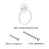 uxcell 2Pcs Round Ring Pulls, Dresser Knobs White Circle Drawer Handles Single Hole for Cabinet Cupboard Wardrobe