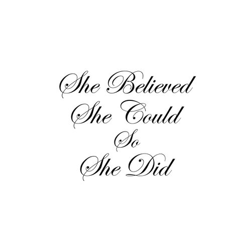 'She Believed She Could So She Did' Temporary Tattoo 4x3cm Size Pack Of 4