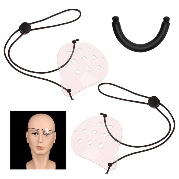 2 Pcs Eye Shield Plastic Eye Shield Eye Patch for Eye Transparent Ventilated Eye Patches Eye Protection Eye Care Supplies with 2 Elastic Rope and Glasses Nose Pad Transparent Ventilated Eye Patche