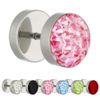 Treuheld Piercing Fake Plug - Silber - Schutzschicht - Kristall [2.] - schwarz