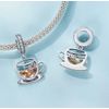 Coffee Cup Dangle Charm Genuine 925 Sterling Silver Compatible With Pandora Bracelet
