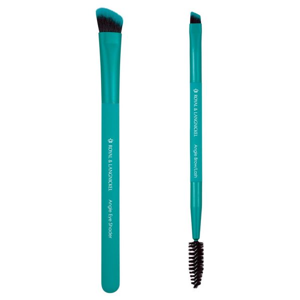 MODA Royal & Langnickel Travel Size EZGlam Duo Beautiful Brows 2pc Makeup Brush Set Includes -Angle Shader and Duo Angle & Lash Brushes, Teal