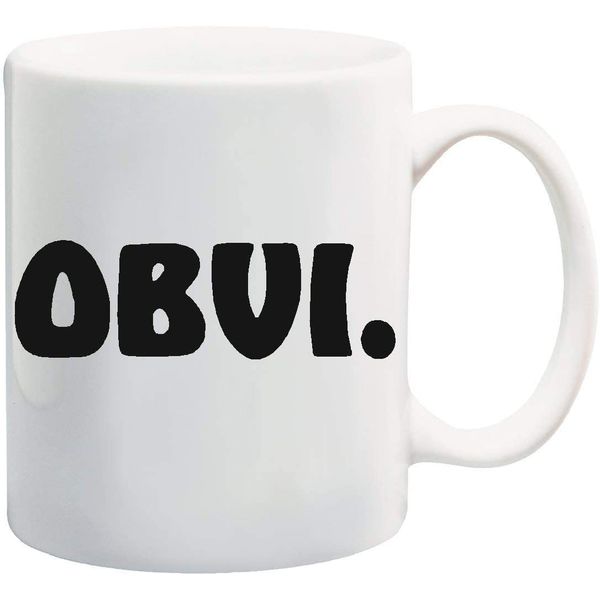 Giftme OBVI Coffee Tea Mug Unique 11oz White Ceramic Mug.