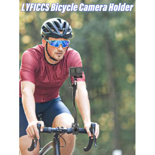 LYFICCS Go Pro Camera Clamp Mount for Bike/Motorcycle/Scooter/Boat/Stroller/Wheelchair, Adjustable Gooseneck Arm Holder with 1/4", 3/8" & 5/8" Screw for Go Pro13 12 11 10/DJI OSMO Action Cameras