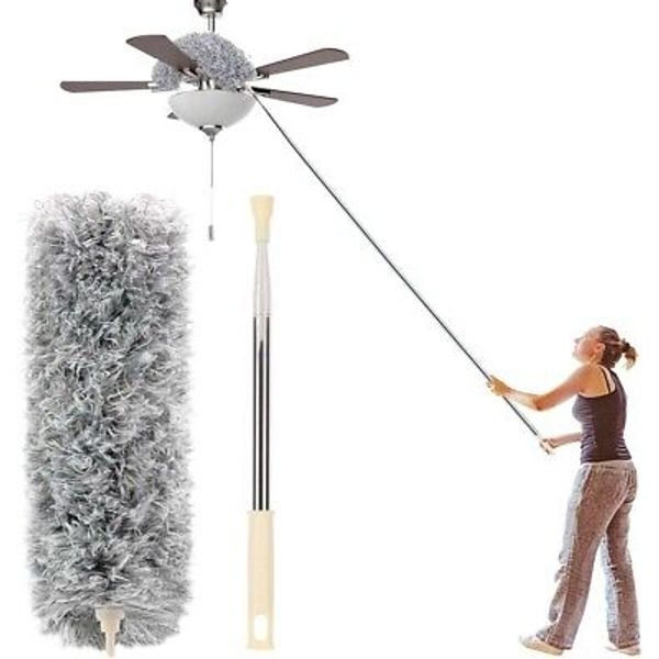 Microfiber Duster with Extendable Stainless Steel Pole, 100 in. Bendable Head