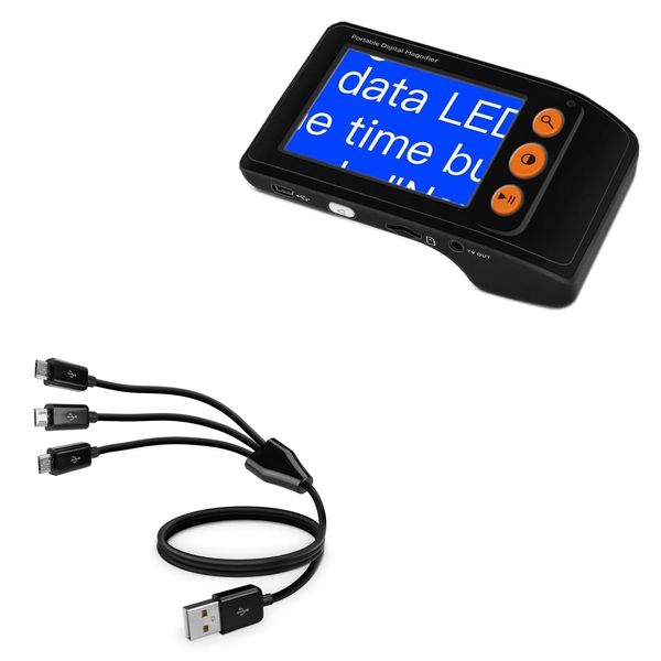BoxWave Cable Compatible with Eyoyo YS008 Digital Magnifier - MultiCharge MicroUSB Cable, Multiple Charging Cable Micro USB Cable - Black