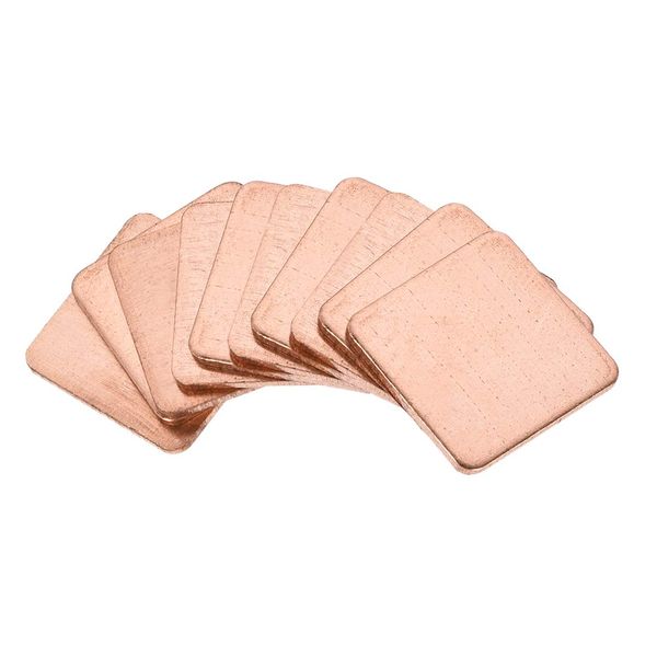 sourcing map Flat IC Chipset Thermal Copper Heatsink for CPU GPU 15 x 15 x 1mm 10pcs