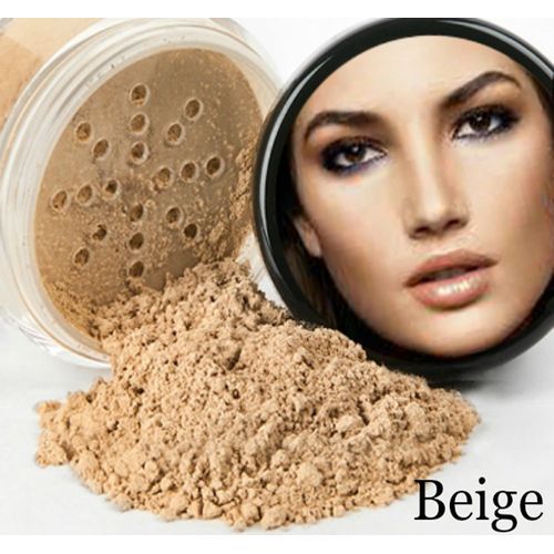 XXL KIT w/BRUSH & CASE (BEIGE) Full Size Mineral Makeup Set Bare Skin Powder Foundation Cover