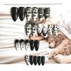 Bufenia 24Pcs Skull Leopard Stiletto Fake Nails Black Snake Halloween Rose Almond False Nails Long Party Acrylic Art Full Cover Press on Nails Tips for Women and Girls (Skull)