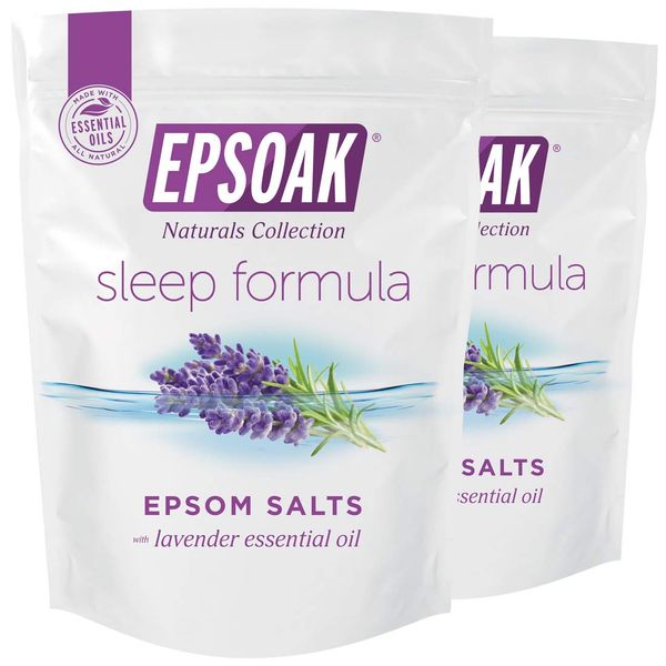 Epsoak Epsom Salt Sleep Formula 4 lbs. - Lavender Bath Salts, Sleep Well & Relax with Epsom Salt & 100% Natural Lavender Essential Oil (Qty 2 x 2 lb. Bags)