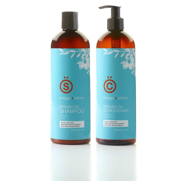 k+s Argan Oil Shampoo and Conditioner (16oz) - Amber Series Sulfate Free Shampoo and Conditioner Set