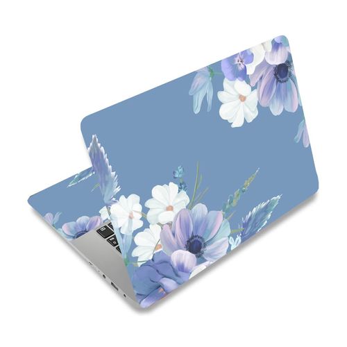 PLIGREAT 15 Inch Blue Flowers Pattern Laptop Skin Stickers Cutable Universal Size Fits 12" 13" 13.3" 14" Laptop Removable Waterproof Notebook Art Decals PC Protector Cover Sticker