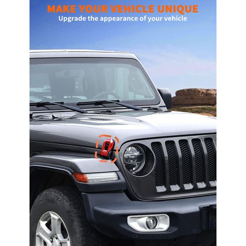 Savadicar 2-Piece Red Hood Latch Trim Cover for Jeep Wrangler JL JLU 4xe & Gladiator JT 2018-Present – Exterior Decorative Upgrade Accessories